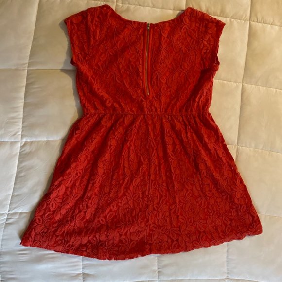 💚 Xhilaration Mini Dress Lace Burnt Orange XL - Picture 4 of 12